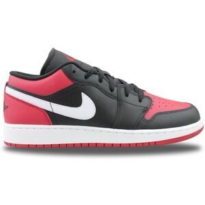 Big Kid's Jordan 1 Low Black/Gym Red-White (553560 066)